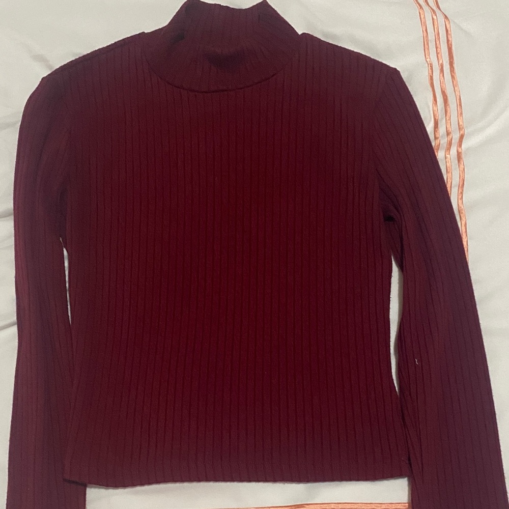One Clothing Burgundy Ribbed Sweater